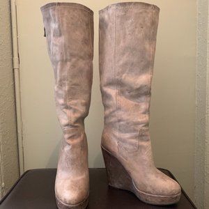 Taupe Thigh-High Wedges